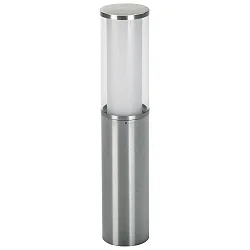 Pedestal luminaire Type No. 0546, IP44, 50cm, E27 max. 20W (LED), stainless steel / acrylic glass + opal glass inside