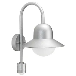 Outdoor Wall luminaire  Type No. 0662 with motion detector (Type No. 0661), E27 QA55 max. 57W, cast alu, glass, silver matt