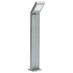 LED Bollard light Type No. 2296, IP44, 90cm, 14W 3000K 1400lm, swiveling 90° stepless, cast alu / opal glass, silver matt