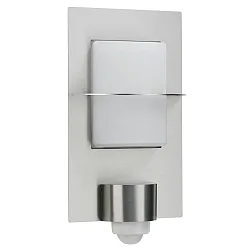 Outdoor Wall luminaire Type No. 6223 with motion detector (Type No. 6140), IP44, E27 QA55 57W, stainless steel matt / opal