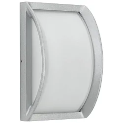 Outdoor Wall and Ceiling luminaire Type No. 6289, arched, 18.5 x 28.5cm, IP44, E27 QA55 max. 57W, cast alu / glass, silver
