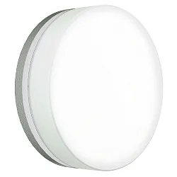 Outdoor LED Wall and Ceiling luminaire Type No. 6307, IP65, Ø 19cm, 12W 3000K 1200lm, silver matt / glass opal