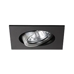 Recessed LV spot, IP20, 12V, GX5.3 max. 50W, square, swivelling, black / alu