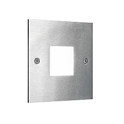 Recessed LED wall luminaire, IP20, 230V, 1.2W 3000K 40lm, stainless steel / opal acrylic