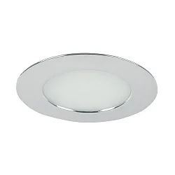 Recessed LED downlight for furniture + wood, IP44, round, 12V DC, 3.4W 3000K 255lm 60°, chrome
