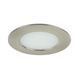 Recessed LED downlight for furniture and wood materials, IP44, round, 12V DC, 5W 3000K 375lm 60°, matt nickel