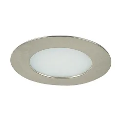 Recessed LED downlight for furniture and wood materials, IP44, round, 12V DC, 7.5W 3000K 525lm 60°, matt nickel