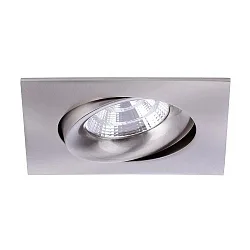 Recessed LED spot INDIWO83, IP20, square, 9.5 x 9.5cm, Plug&Play 350mA, 5.5W 3000K 550lm 36°, swivelling 25°, matt nickel