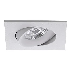 Recessed LED spot INDIWO83, IP20, square, 9.5 x 9.5cm, Plug&Play 350mA, 5.5W 3000K 550lm 36°, swivelling 25°, structured white