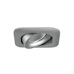 Recessed LED downlight, IP20, square, 8.2 x 8.2cm, Plug&Play 350mA, 7W 3000K 600lm 40°, structured silver