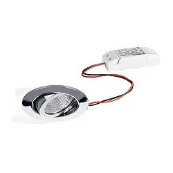 Otutdoor Recessed LED spot set, IP65, round, 230V AC, 6W 3000K 650lm 38°, swivelling, chrome