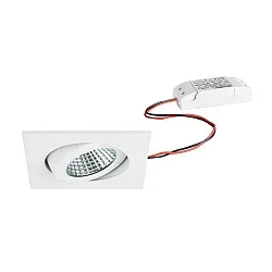 Recessed outdoor LED spot set, IP65, square, 230V AC, 6W 3000K 650lm 38°, swivelling, white