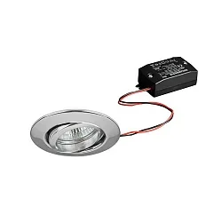 Recessed LED spot, IP20, round, 230V AC, 6W 3000K 640lm 38°, swivelling 25°, chrome