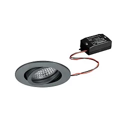 Recessed LED spot, IP20, round, 230V AC, 6W 3000K 640lm 38°, swivelling 20°, matt titanium