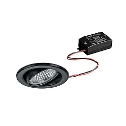Recessed LED spot set incl. converter, IP20, round, 230V AC, 6W 3000K 640lm 38°, swivelling 25°, black