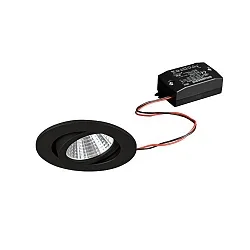 Recessed LED spot set incl. converter, IP20, 230V, 7W 2700K 770lm 38°, swivelling, black