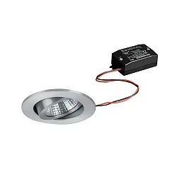 Recessed LED spot set incl. converter, IP20, round, 230V, 7W 3000K 740lm 38°, swivelling 30°, matt alu