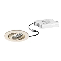 recessed spotlight TIRREL-R LED DIM round, swivelling, textured sand beige dimmable