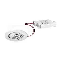Recessed outdoor LED spot set incl. converter, IP65, round, 230V, 6W 3000K 650lm 38°, swivelling 30°, dimmable, white