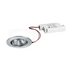 Recessed outdoor LED spot set incl. converter, IP65, round, 230V, 6W 3000K 650lm 38°, swivelling 30°, dimmable, matt alu