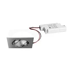 Recessed outdoor LED spot set incl. converter, IP65, square, 230V, 6W 3000K 650lm 38°, swivelling 30°, dimmable, chrome