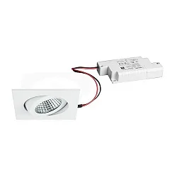 Recessed outdoor LED spot set incl. converter, IP65, square, 230V, 6W 3000K 650lm 38°, swivelling 30°, dimmable, white