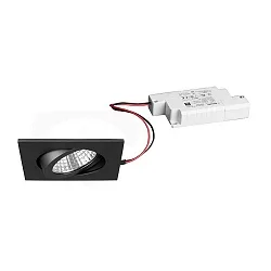 Recessed outdoor LED spot set incl. converter, IP65, square, 230V, 6W 3000K 650lm 38°, swivelling 30°, dimmable, matt titanium