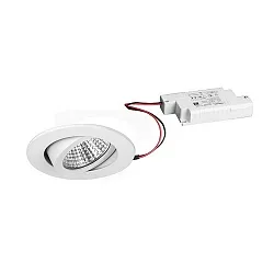 Recessed LED spot set incl. converter, IP20, round, 230V, 7W 4000K 770lm 38°, swivelling 30°, dimmable, white
