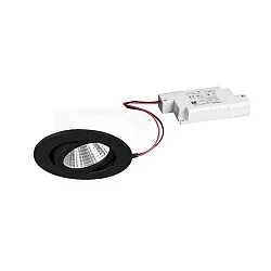 Recessed LED spot set incl. converter, IP20, round, 230V, 7W 3000K 740lm 38°, swivelling 30°, dimmable, black