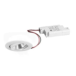 Recessed LED spot set BB03 incl. converter, IP20, round, 230V, 6W 3000K 640lm 38°, swivelling 30°, dimmable, white