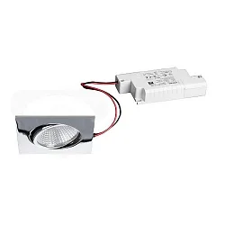 Recessed LED spot set BB05 incl. converter, IP20, square, 230V, 6W 3000K 640lm 38°, swivelling 30°, dimmable, chrome