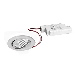 Recessed LED spot set BB09 incl. converter, IP20, round, 230V, 6W 3000K 640lm 38°, swivelling 25°, white
