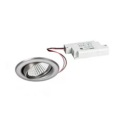 Recessed LED spot set BB09 incl. converter, IP20, round, 230V, 6W 3000K 640lm 38°, swivelling 25°, stainless steel