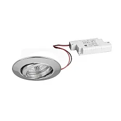 Recessed LED spot set BB13 dim2warm incl. converter, IP20, round, 230V, 6W 1800-3000K 460lm 38°, swivelling 25°, chrome