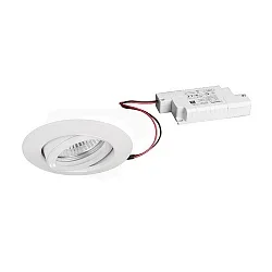 Recessed LED spot set BB09 dim2warm incl. converter, IP20, round, 230V, 6W 1800-3000K 460lm 38°, swivelling 25°, white