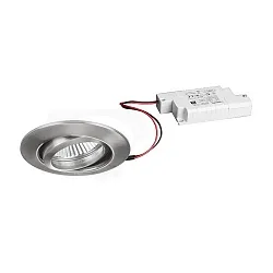 Recessed LED spot set BB09 dim2warm incl. converter, IP20, round, 230V, 6W 1800-3000K 460lm 38°, swivelling 25°, matt nickel