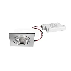 Recessed outdoor LED downlight set BB16 incl. converter, V4A, IP54, square, 230V, 6W 3000K 640lm 38°, dimmable, stainless steel