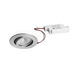 Recessed LED spot set dim2warm incl. converter, IP20, round, 230V, 6W 1800-3000K 460lm 38°, swivelling 30°, matt alu