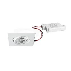Recessed LED spot set dim2warm incl. converter, IP20, square, 230V, 6W 1800-3000K 460lm 38°, swivelling 30°, white