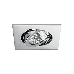 Recessed LED spot set BB05, IP20, square, 230V, 6W 3000K 640lm 38°, swivelling 30°, dimmable, chrome