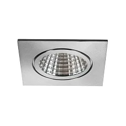 Recessed outdoor LED spot set BB16, IP54, square, 230V, 6W 3000K 640lm 38°, fixed, dimmable, stainless steel
