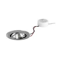Recessed LED spot set BB03 with round converter, IP20, round, 230V, 6W 3000K 640lm 38°, swivelling 30°, dimmable, chrome