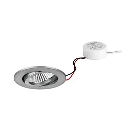 Recessed LED spot set BB03 with round converter, IP20, round, 230V, 6W 3000K 640lm 38°, swivelling 30°, dimmable, matt nickel
