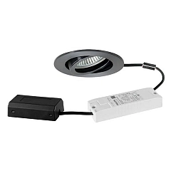 recessed spotlight TIRREL-R LED DIM CONNECTION-BOX round, swivelling, DALI controllable IP20, glossy, black dimmable