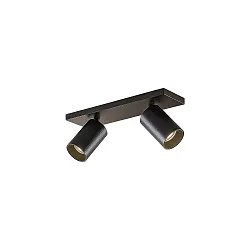 ceiling luminaire TAGES 2 flames, square, long GU10 IP20, black matt dimmable