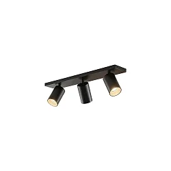 ceiling luminaire TAGES 3 flames, square, long GU10 IP20, black matt dimmable