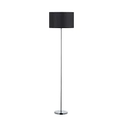 Floor lamp with textile shade, height 163cm / Ø 40cm, E27 max. 100W, with cord switch, chrome / chintz black