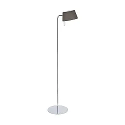 Floor lamp with textile shade, height 115cm / head 180° swivelling, G9, with cord switch, chrome / chintz brown