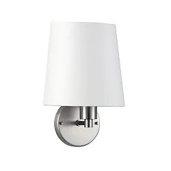 Wall luminaire with textile shade, outreach 15cm, E27 max. 60W, matt nickel / chintz raw white