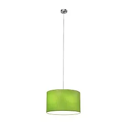 Pendant luminaire SOFT TUBE 280, Ø 28cm, 2 x E27 max. 60W, matt nickel / shade chintz green / diffuser PC